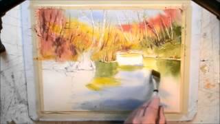 How to paint an autumn pond