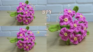 ถักดอกฟอร์เก็ตมีน็อตง่ายๆ🌷|crochet bouquet forget me not flower for beginners | Kataiythong