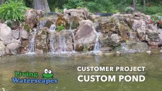 Large Custom Pond - Limestone Waterfall