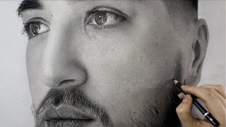 'Time Stands Still' Hyperrealistic Pencil & Charcoal Portrait - Drawing Timelapse