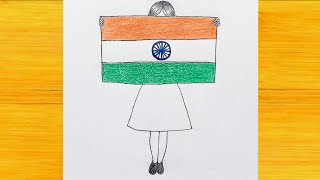 Independent Day special drawing Girl drawing