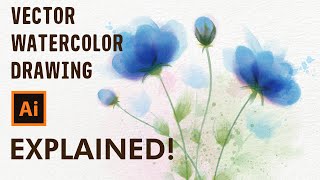 How to draw Flowers - Adobe Illustrator Watercolor Drawing Tutorial