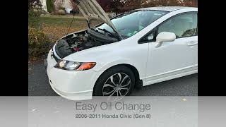 2006-2011 Honda Civic Oil Change \u0026 Oil Life Reset. 8th Gen DIY \u0026 Save $$