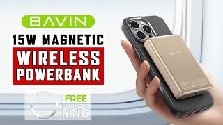 BAVIN PC1095 / PC1106 10000mAh 15W Ultra Thin Fast Charging Wireless Powerbank w/ Free Magnetic Ring