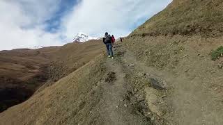 A trail from Kazbegi (Stepantsminda) to The Gergeti Trinity Church (Tsminda Sameba), 19.10.2022