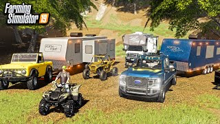 GOING CAMPING WITH NEW TOY-HAULERS & TRUCKS! (FUNNY ROLEPLAY) | FARMING SIMULATOR 2019