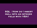 SQL : How do I insert null into an integer field with VBA?