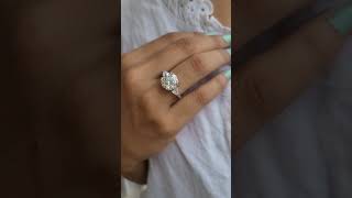 Three Stone Round Moissanite Unique Engagement Ring