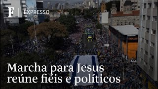 Fiéis lotam região central de São Paulo em Marcha para Jesus