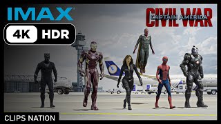 Team Iron Man vs Team Cap - Airport Battle Scene [4K, HDR, IMAX]