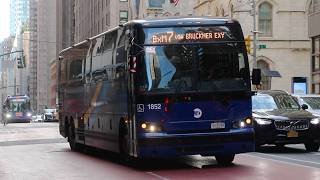 MTA Bus Company: 2026 Prevost X3-45 #1852 on the BxM7 at Madison Avenue and 52nd Street