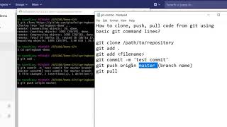 #git #commandline | How to clone, commit, push, pull code using basic git command lines.