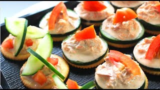 HOMEMADE FITA CRACKER CANAPE WITH CUCUMBER TUNA SALAD SPREAD RECIPE [ Easy to make Appetizer ]