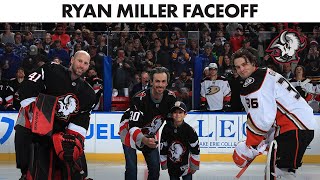 Ryan Miller All-Goalie Ceremonial Puck Drop At Buffalo Sabres Game vs Anaheim Ducks