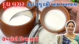 દૂધ વગર ડેરી જેવું ઘાટું દહીં જમાવવાની આટલી સહેલી રીત ક્યાંય નહિ જોઈ હોય | Curd Making without Milk