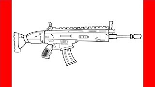 How To Draw Scar Assult Rifle From Fortnite - Step By Step Drawing