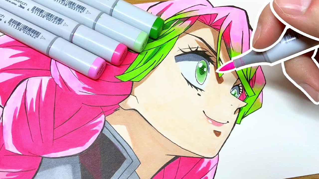 How To Draw Mitsuri Kanroji Step By Step Demon Slayer Youtube