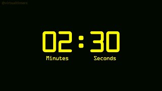 2 Minutes and 30 Seconds Countdown Timer with Alarm - Retro Digital - Yellow