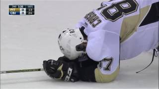 Brandon Dubinsky breaks stick cross checking Sidney Crosby s head HD 2