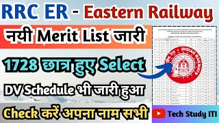 Eastern Railway Apprentice New Merit List 2025, RRC ER ITI Apprentice 2025 Merit List