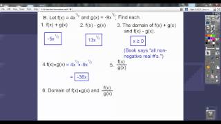 Function Operations and Composition - Section 6.3