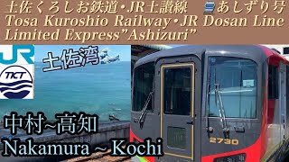 【 側面展望/train view 】🇯🇵土佐くろしお鉄道・JR土讃線　特急あしずり号　中村〜高知 /JR Ltd.Exp \