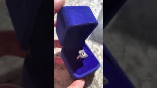 8 Carat Emerald Cut Simulated Diamond Celebrity Wedding Ring Set