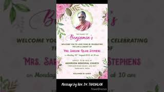 THE LIFE AND LEGACY OF Mrs.Sarojini Raja Stephens 🙏