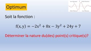 Optimisation : nature des points critiques. Trouverez vous le maximum ?