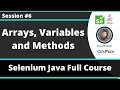 Selenium Java Training - Session 6 -  Java (Part 4) - Arrays, Methods and Variables