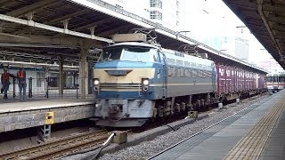 JR貨物 EF66-27 貨物列車 (5073レ ゼロロク ニーナ)② 名古屋駅 6番線 警笛