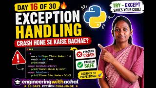 Day 16 Python Challenge | Exception Handling in Python for Beginners | Try Except in Python Hindi