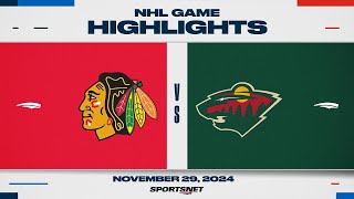 NHL Highlights | Blackhawks vs. Wild - November 29, 2024