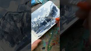 Loose abstract watercolor landscape painting for beginners