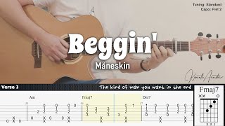 Beggin' - Måneskin | Fingerstyle Guitar | TAB + Chords + Lyrics
