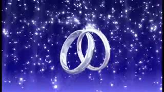 Two Silver Wedding Rings Rotating beautiful bright stars on the background