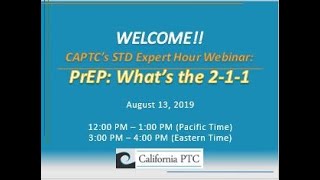 STD Expert Hour Webinar - PrEP: What's the 2- 1-1?