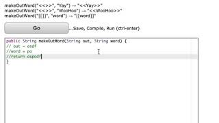 Java: CodingBat– String-1– makeOutWord