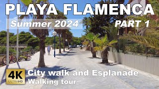 Playa Flamenca (City walk and Esplanade) - Spain | Costa Blanca - Walking tour [4k 60 fps]