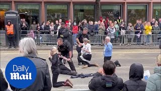 Extinction Rebellion protesters moved by police at Lord Mayor's Show