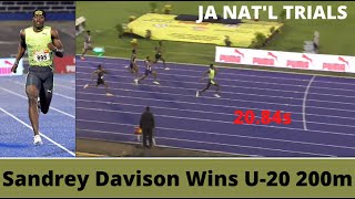 DOUBLE CHAMPION - Sandrey Davison 20.84s Wins Boys U20 200m Final At Jamaica National Trials 2022