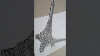 Eiffel Tower Drawing #3dtrick #shorts #ytshorts #france #art #illusion #artwork #3ddrawing #3dart