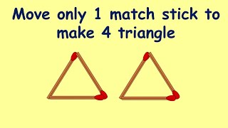 Make 2 triangle into 4 triangle | Match puzzle part 5 | Puzzles with Answer | Feed Brain with Prema
