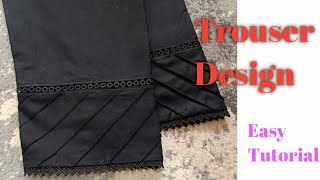 latest trouser design with lace|| poncha design with fabric patti