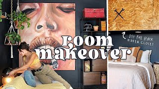 EXTREME ROOM MAKEOVER FROM START TO FINISH WITH A DIY HIDDEN CLOSET!!!