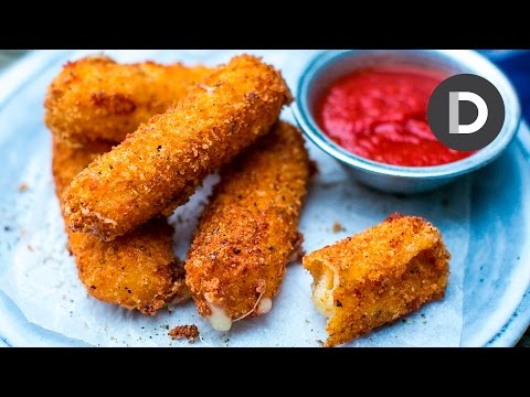 Crispy Mozzarella Sticks with Hot Marinara Sauce! Crispy Mozzarella Sticks with Hot Marinara Sauce!