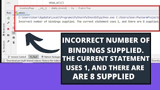 Incorrect number of bindings supplied. The current statement uses 1, and there are 8 supplied.