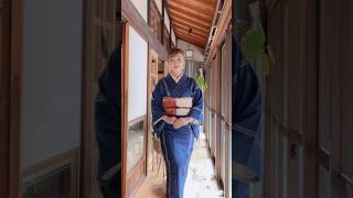 【着付け】普段着物を簡単に着る/青い紬のお着物と白地に鮮やかな帯#kimono #着物 #着物生活