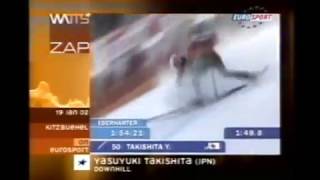 Alpine Skiing - 2002 - Men's Downhill - Takashita crash in Kitzbuhel