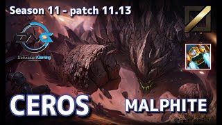 【韓国サーバー/D2】DFM Ceros マルファイト(Malphite) VS アカリ(Akali) MID - Patch11.13 KR Ranked【LoL】